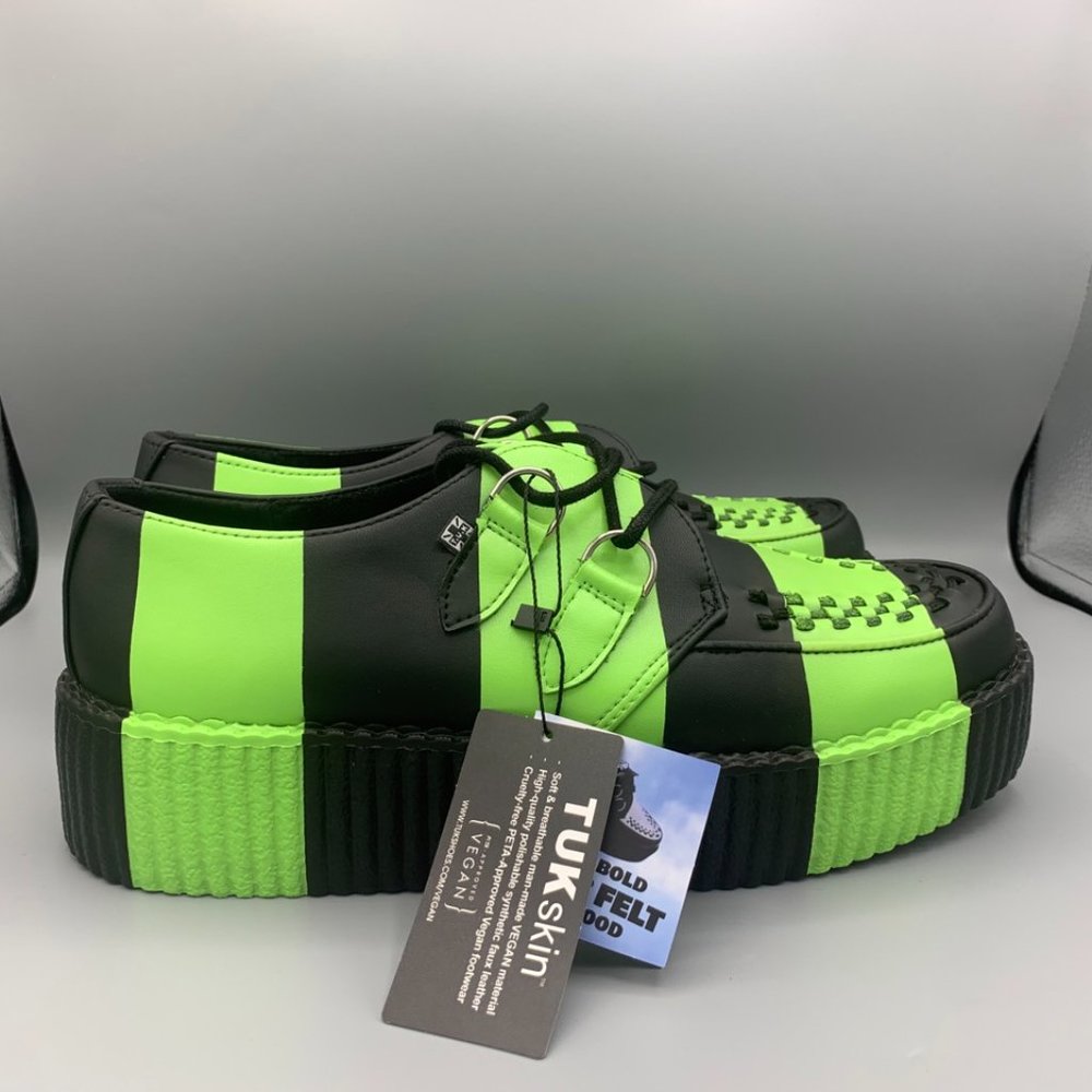 T.U.K Black & Green Striped Viva Mondo Creeper